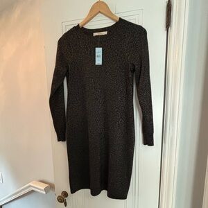 New! Loft Black with gold accent sweater Dress